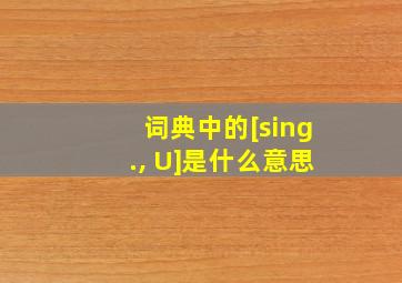 词典中的[sing., U]是什么意思